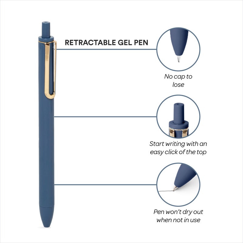 Poppin Luxe Gel Pen, Retractable, Fine 0.7 Mm, Blue Ink, Assorted Barrel Colors, 4/Pack - Image 3